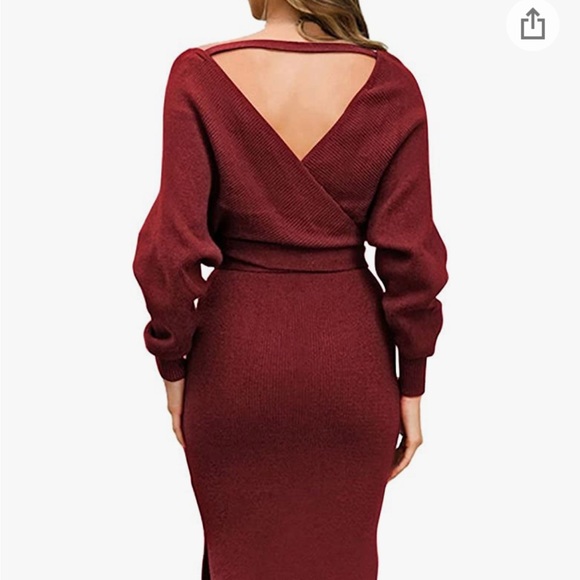 Wine Red Waist Tie Bodycon Maxi Dress - Picture 7 of 7